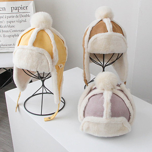 

Baby Winter Warm Hats Fashion Solid Color Ear Caps Children Thick Caps Boys Girls Cute Casual Hats 5 Styles, Red