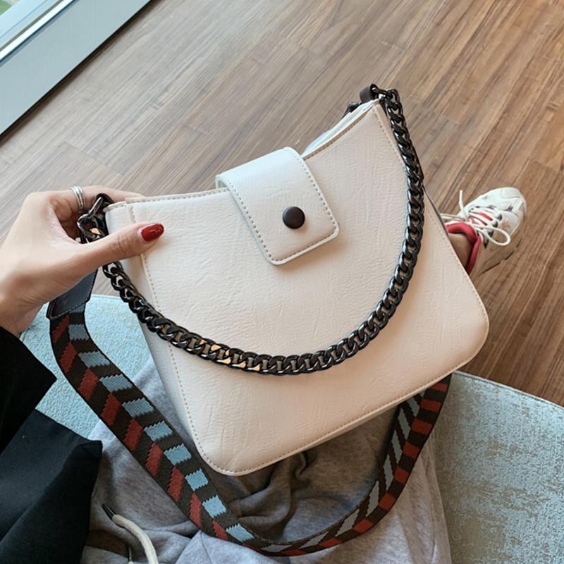 

Simple PU Leather Shoulder Bag For Women 2021 New Luxury Handbags Fashion Chain Handle Lady Crossbody Bag High Quality Trend, Black