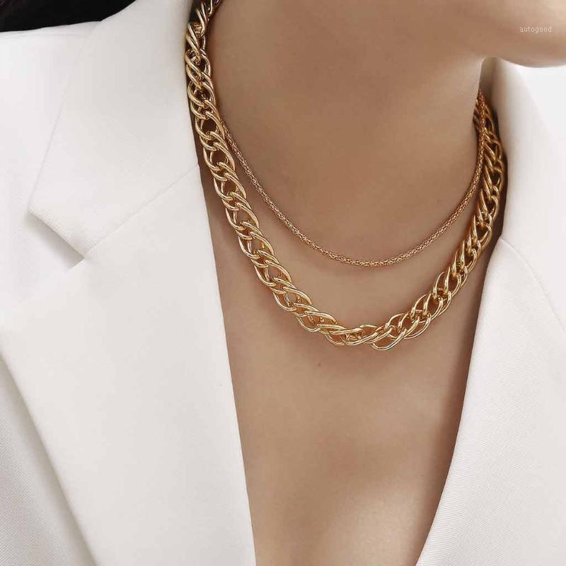 

Chokers Vintage Metal Gold Multilayer Thickness Geometric Ring Necklace Ladies Jewelry Collier Femme Bijoux Statement Necklaces Jewelry1