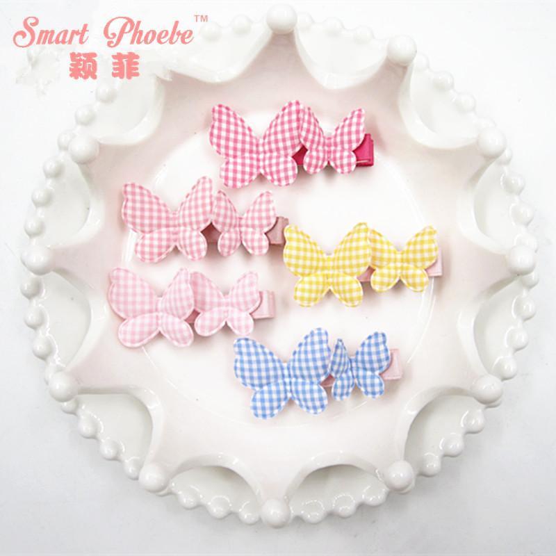 

Boutique 20pcs Fashion Cute Plaid Butterfly Hairpins Kawaii Candy Color Animal Hair Clips Hair Accessories Headwear1, Red