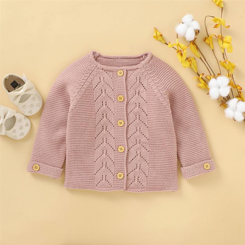 

WenaZao Infant Toddler Baby Girls Basic Cardigans Dropped Shoulder Long Sleeve O Neck Straight Breasted Knit Sweater Jacket Top, As pic