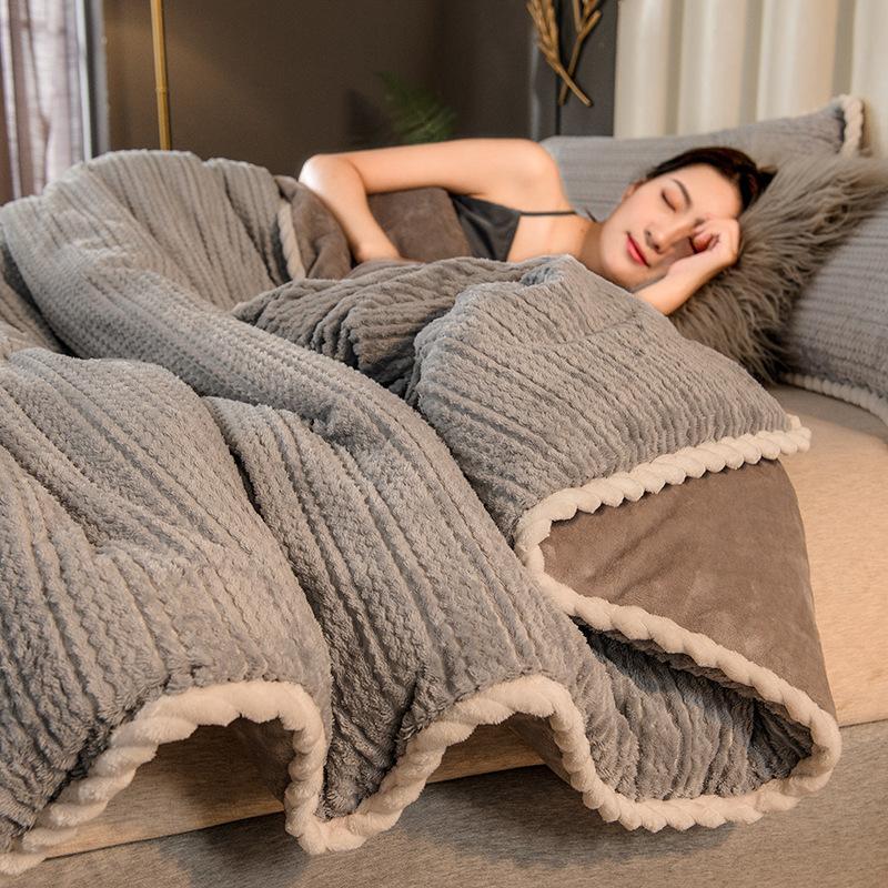 

2021 Pineaplle Flannel Fleece Bedding Set Warm Thicken Home Textile Linens Fashion Modern Duvet Cover 1pc Carol Velvet 200*230cm, Darkgrey