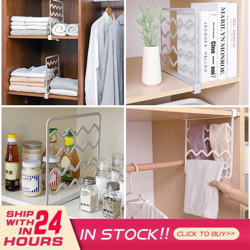

1PC Shelf Closet Wire Divider Space Saving Wardrobe Partition Organizer Portable Clothes Garment Drawer Bedroom Storage Rack