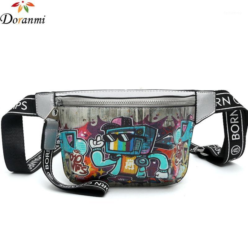 

DORANMI Cartoon Printed Fanny Pack Women 2020 Hot Leather Waist Bag Crossbody Fashion Belt Bags Chic Waist Packs Belt Bag DJB6481, White