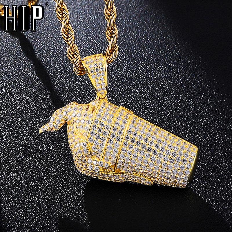 

Hip Hop Bling Iced Out Beverage Cream With Cubic Zirzonia Stone Necklace & Pendants For Men Jewelry