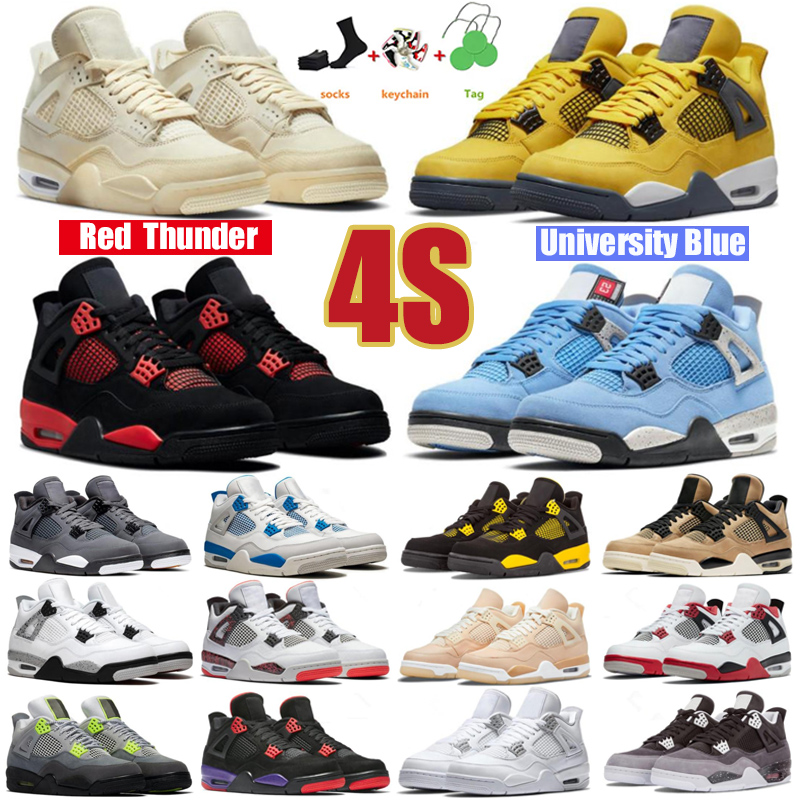 

Newest 4s High 4 Basketball Shoes University Blue white oreo red thunder black cat cool grey tour yellow noir Guava Ice mens women sports, 34