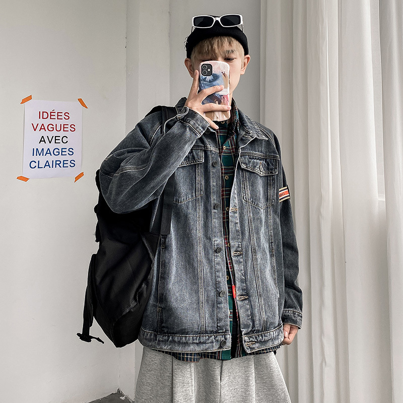 

2021 New Japan Style Spring Autumn Men's Fashion Denim Jeans Jacket Casual Streetwear Clothes J5l3, 8004