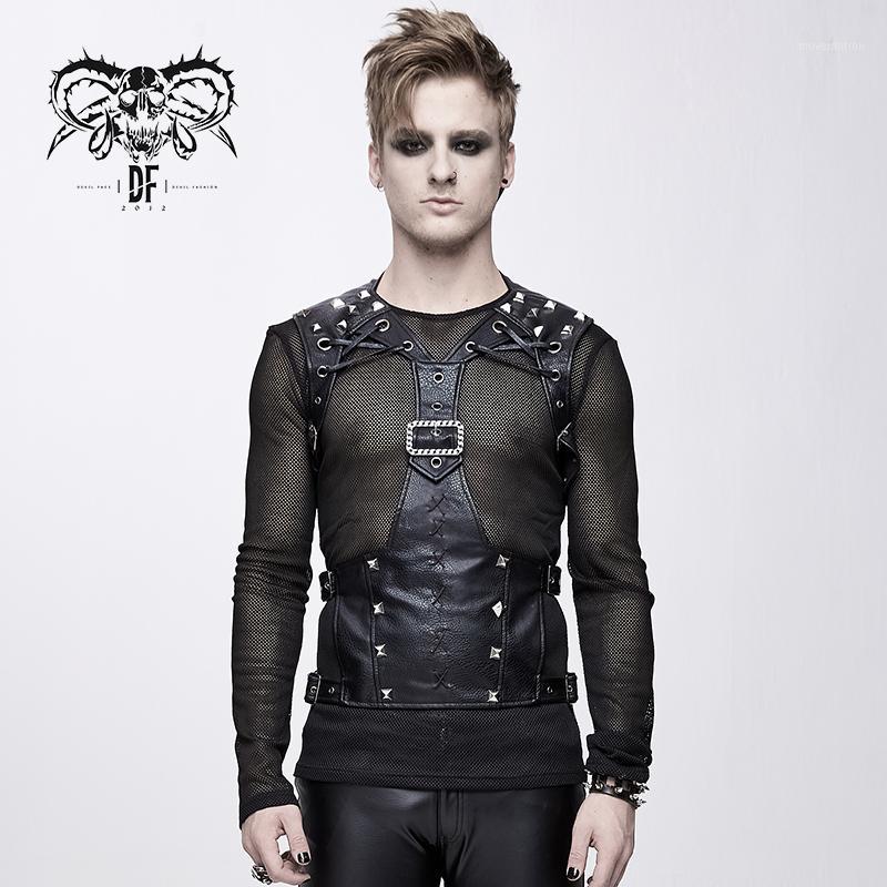 

Devil Fashion Men's Punk Style PU Leather Shapewear Accessories Personality Novelty Hollow Stage Corset1, Black