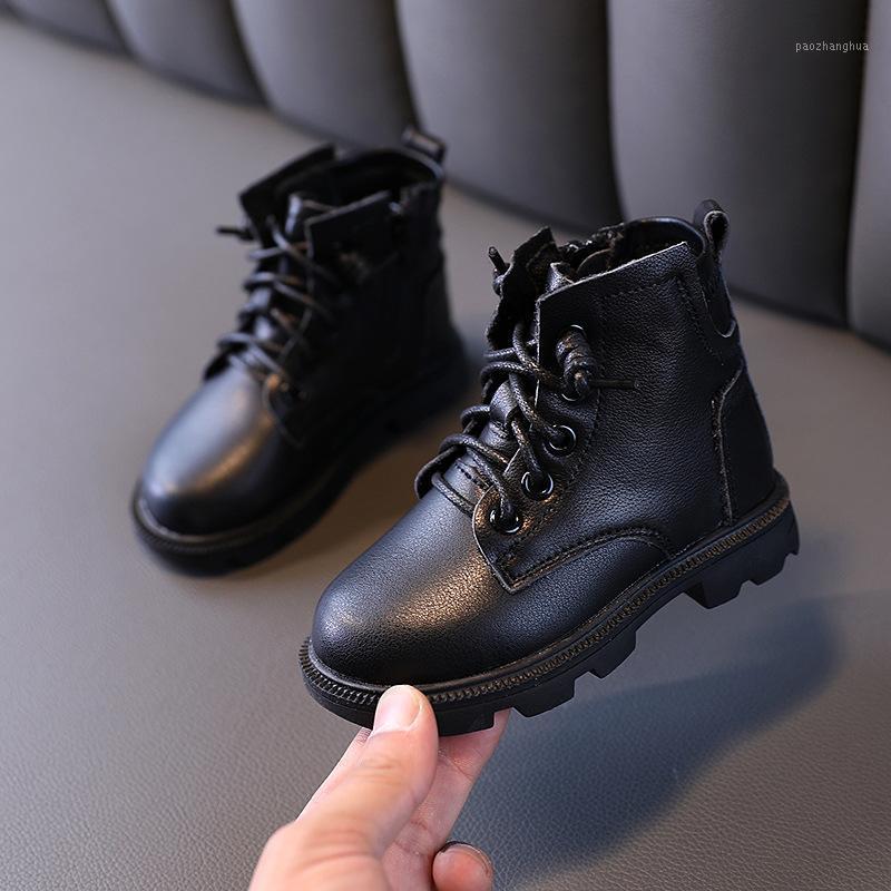 

Kids Leather Shoes Autumn Boys Boots Fashion Solid Color Girls Ankle Non-Slip Children Studnet SJH0051, Sjh005black