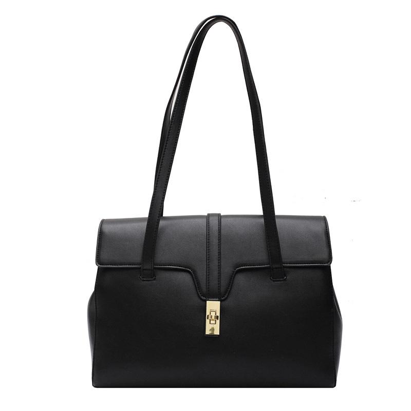 

2021 Brand New Women PU Leather Big Tote Bag Ladies Elegant Shoulder Bag Large Capacity Lady Briefcase for Business Luxury, Black