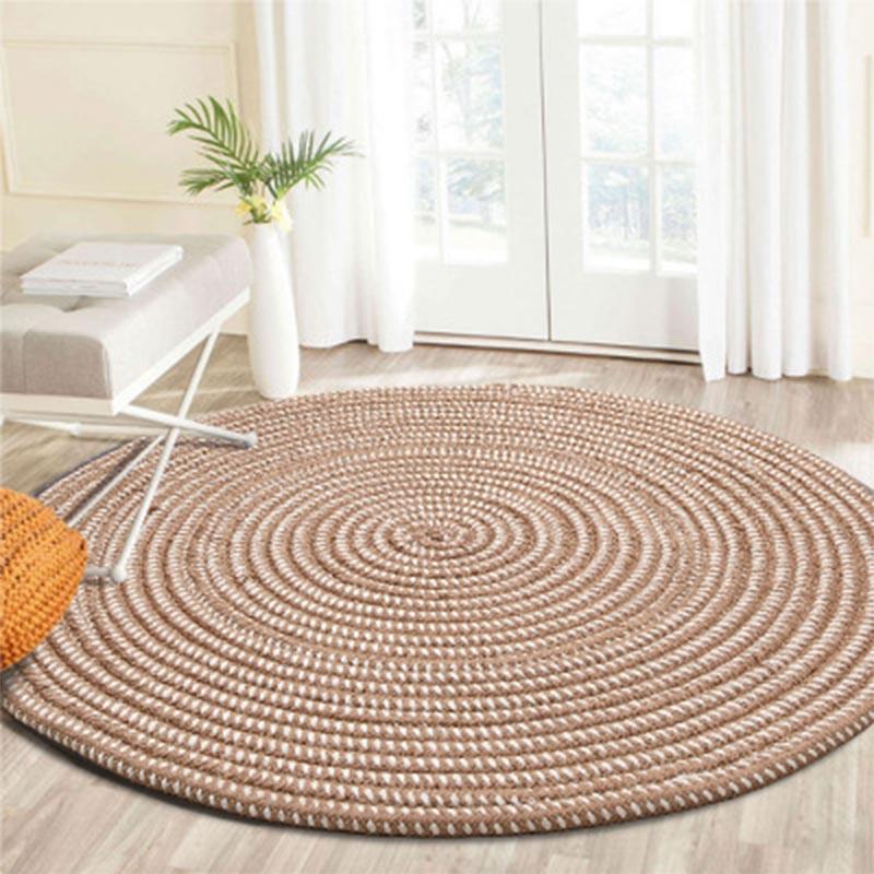 

Household Rugs and Carpets Living Room Round Bedroom Hallway Jute Carpet Kids Room Computer Chair Area Rug Handmade Knit
