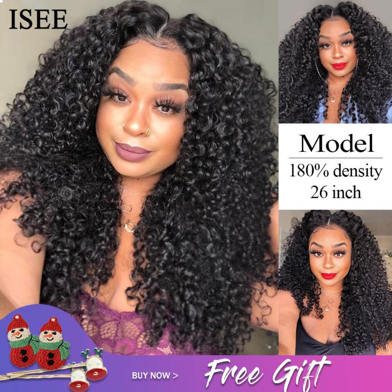 

Water Wave Lace Front Human Hair Wigs 180% Density ISEE HAIR Lace Closure Wigs For Women Mongolian Water Wave Closure, 4x4 lace closure wig