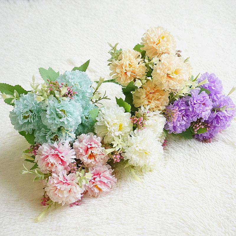 

Hydrangea Artificial Flowers For Home Party Decoration 5 Heads Small Bouquet Silk Fake Flower Wedding Flower Bouquet, Pink