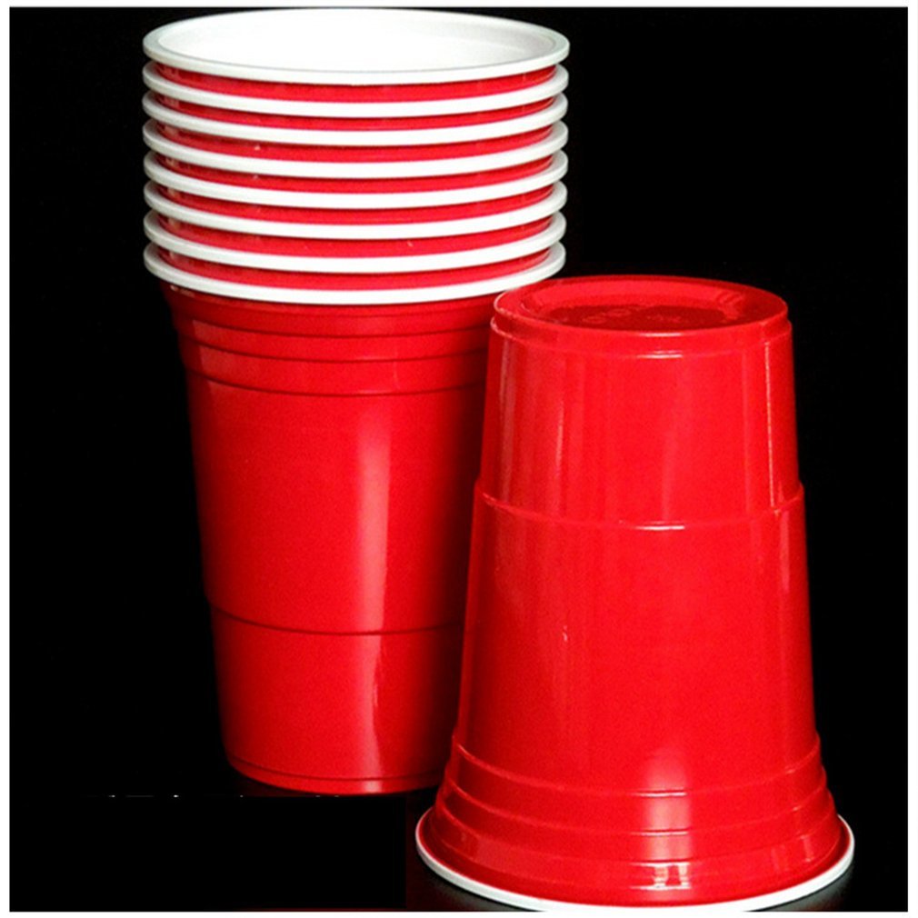 10Pcs/Setx Party Bar Restaurant Household Items for Home Supplies 450ml Red Disposable Plastic Cup Cheap wholesale-image-754802929