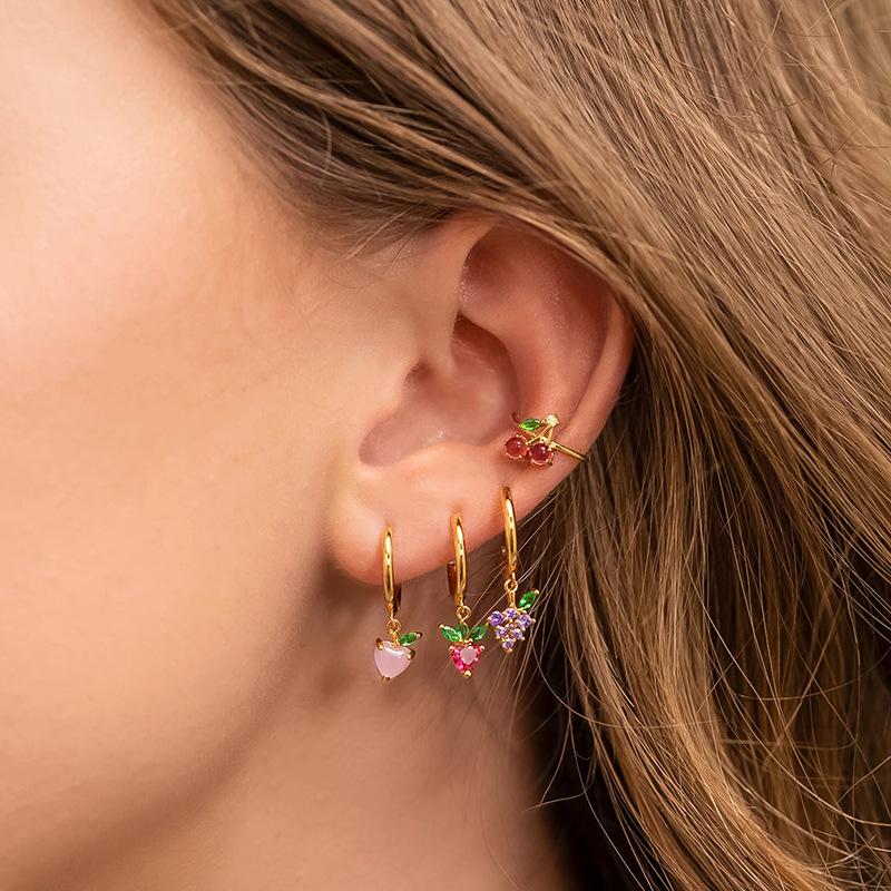 

1PC INS Cute Tropical Fruit Dangle Earrings Sweet Colorful Grape Cherry Pineapple Fruit Earrings For Women Girls Fashion Jewelry