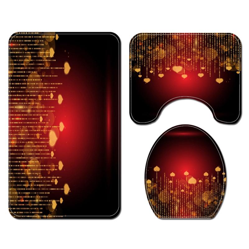 

Bathroom Shower Set Waterproof Bath Curtain Set Toilet Cover Mat Non-Slip Bathroom Rug