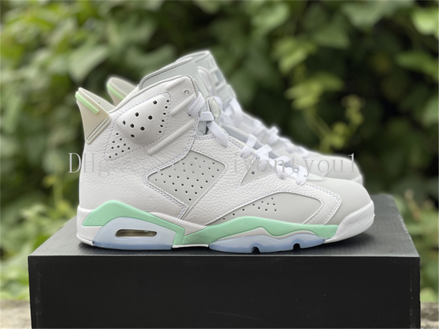 

2022 Release Authentic 6 WMNS Mint Foam Shoes Men Women White Pure Platinum Green Outdoor Sports Sneakers DQ4914-103 With Original Box