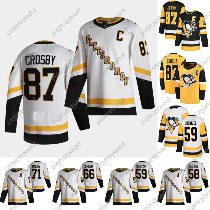 

Pittsburgh Penguins Sidney Crosby 2021 Reverse Retro Hockey Jersey Evgeni Malkin Kris Letang Jake Guentzel Mario Lemieux Jason Zucker Jersey, 58 black
