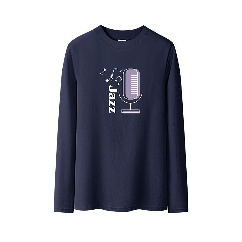 

Tshirt Long Sleeve Tops Womens Clothing T-Shirts Spring Autumn Winter Cotton Casual Tee Shirt 201125, Navy blue