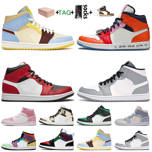 

2021 With Box Mid Fearless Maison Chateau Jumpman 1 1s womens basketball shoes mens trainers Light Smoke Grey Sneakers size 13, A13 mid se white laser orange 36-45