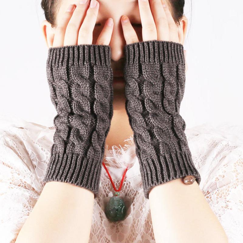 

Women's Winter Half Finger Gloves Twisted Wool Knitting Soft Warm Fingerless Mittens Fashion Korean Style Touch Screen Gloves