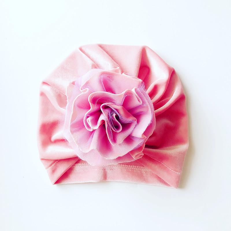 

Baby Christmas Caps 2021 Autumn Winter Girl Velvet Flower Hats Kids Princess Adjustable Caps accessories, Pink