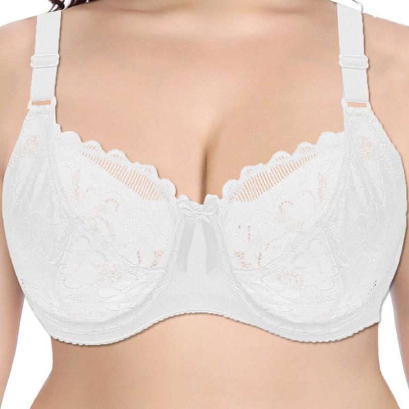 

Plus Size Bras for Women Lace Flower Unlined Underwire Bra Sexy Ladies Underwear Bralette Lingerie Top 36-46 C D DD E F, Deep pink