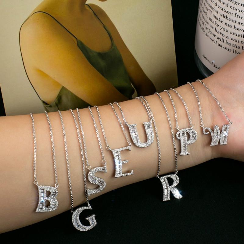 

Luxury Letter Necklace for Women Silver Color Alphabet Necklaces & Pendants Name Jewelry Best Friends Valentine's Day 2020 Now