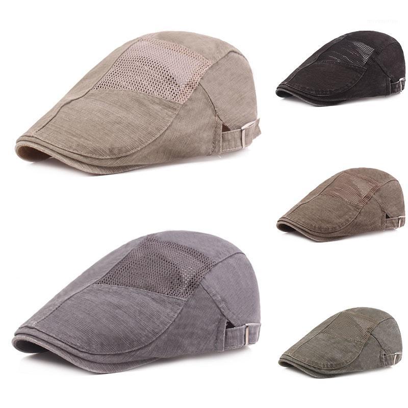 

Fashion New Summer Outdoor Denim Berets Caps For Men Casual Peaked Caps Breathable Mesh Berets Hats Casquette Cap1, Army green