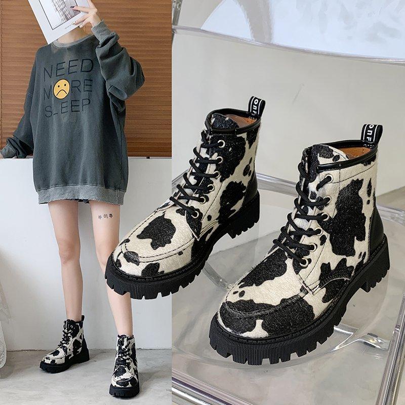 

2021 Fashion Vintage Boots Women Shoes Lace-Up Round Toe Fashion Motorcycle Cows Ankle Boots Autumn Booties Botas Mujer, Apricot