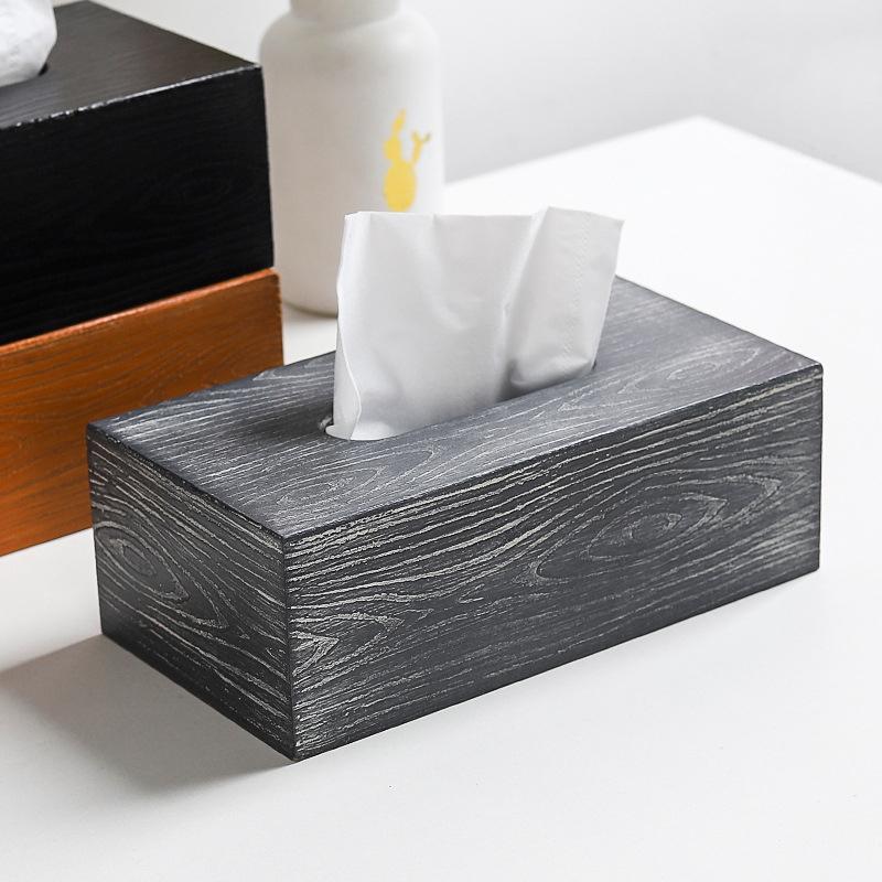 

Vintage Wooden Tissue Box Home Decoration Accessories Living Room Desktop Decoration Crafts Figurines Paper Holder Wood Crafts