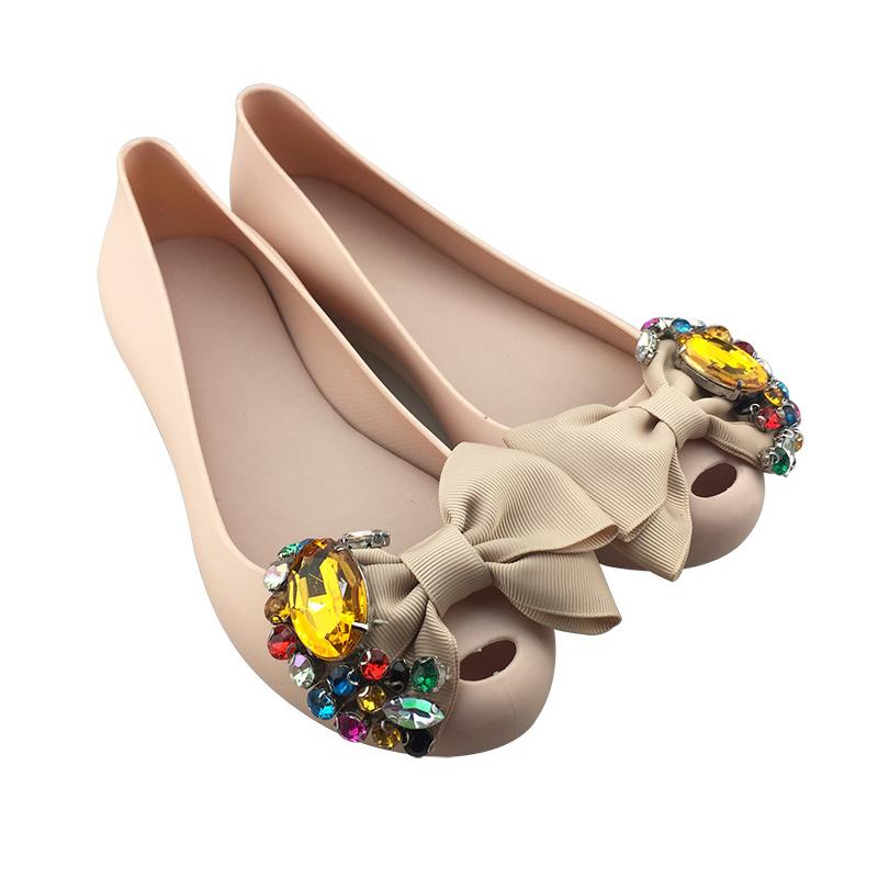 

2021 Spring Summer Women Fashion Flat Shoes Bow Peep Toe Ladies Jelly Shoes Women's Casual Comfort Female Soft Bottom Sandals, Yellow