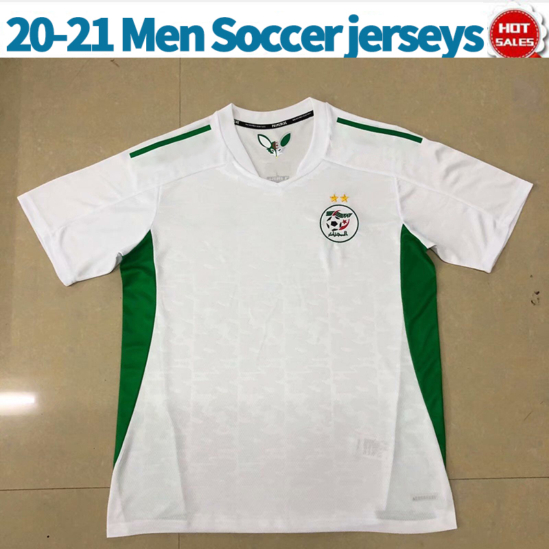 

Algeria soccer jersey 2 Stars 2020 2021 home white MAHREZ ATAL SLIMANI nation football team men soccer shirt short sleeve Customized, No name no number