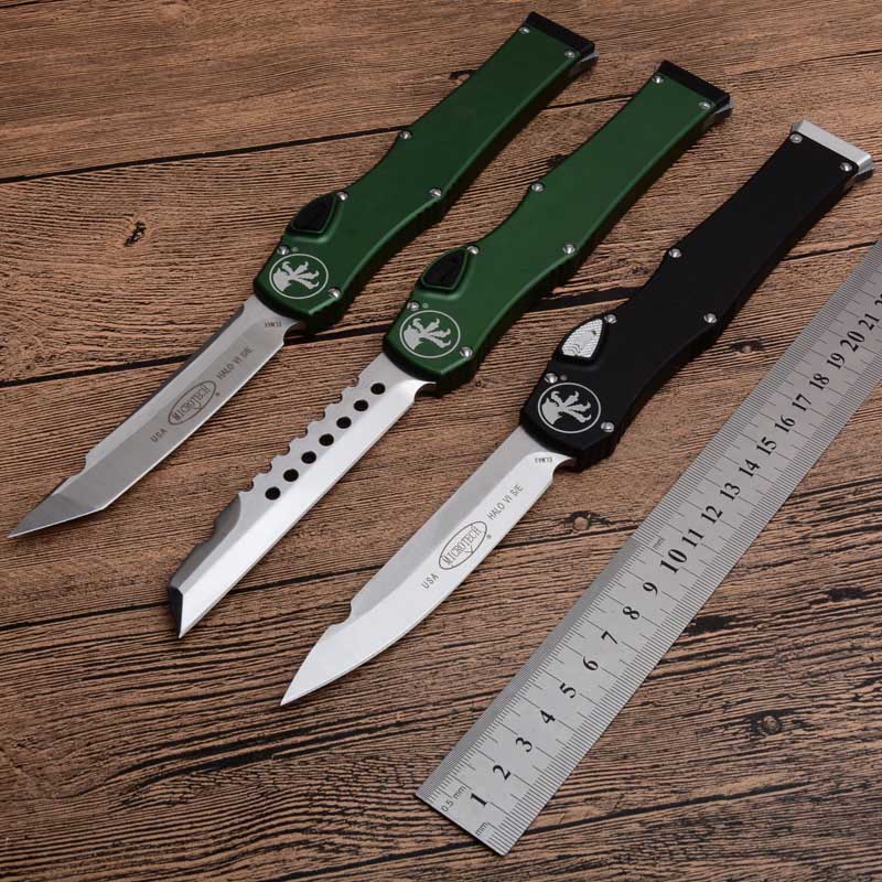 

Three styles MICRO 9CR18MOV blade Aluminum Handle Camping Hiking Hunting Fruit Kitchen Outdoor tools Tactical Automatic Combat knife