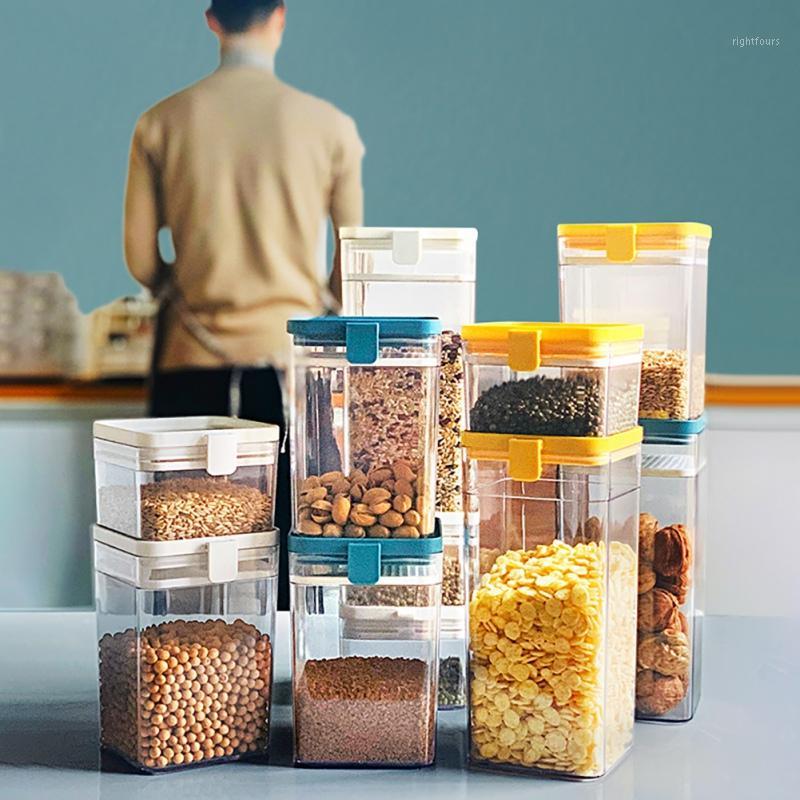 

Household Storage Box Plastic Clear Container Set With Pour Lids Kitchen Storage Bottles Jars Dried Grains Tank1