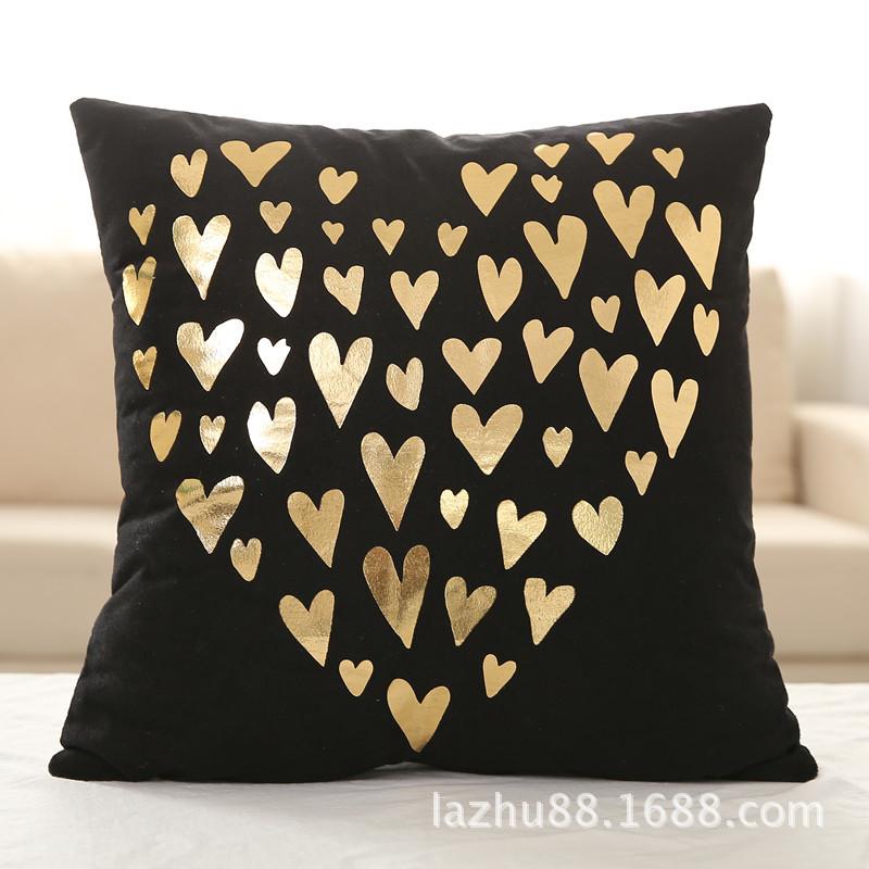 

45cm*45cm Love and Christmas style Gold stamp pillow cover black Softer fabric home hotel bedding room decorative pillowcase