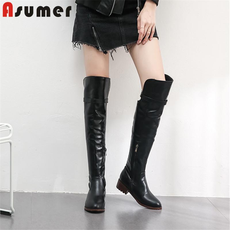 

ASUMER 2020 new arrival over the knee boots women round toe zip simple square heels shoes woman autumn winter thigh high boots1, Yellow