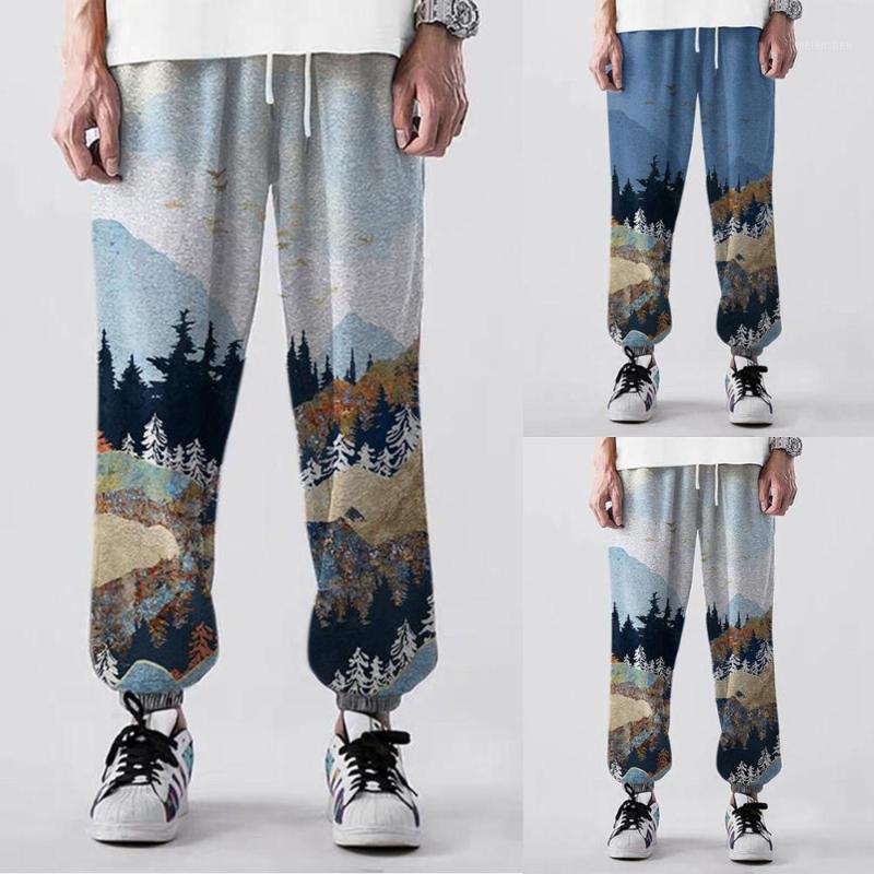 

2020 Fashion Pantalon Gimnasio Hombre Men' Mountain Treetop Print Pocket Sports Running Sports Athletic Pantalón Deporte Hombre1