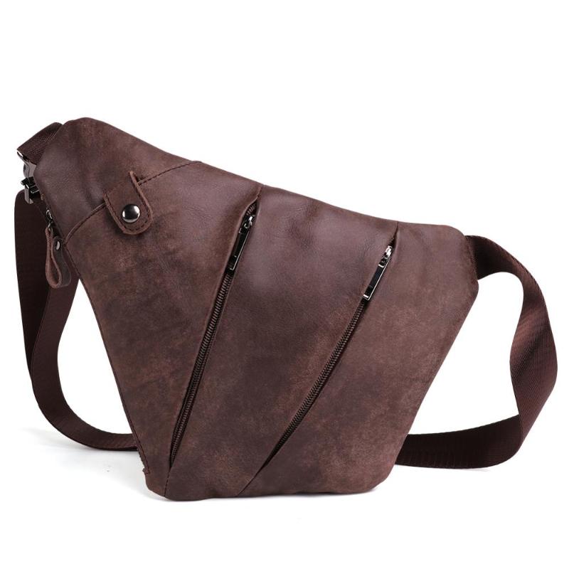

Men Genuine Leather Chest Bags for Men Chest Pack Short Trip Shoulder Bags Single Shoulder Fashion Crossbody Bolsa, Black