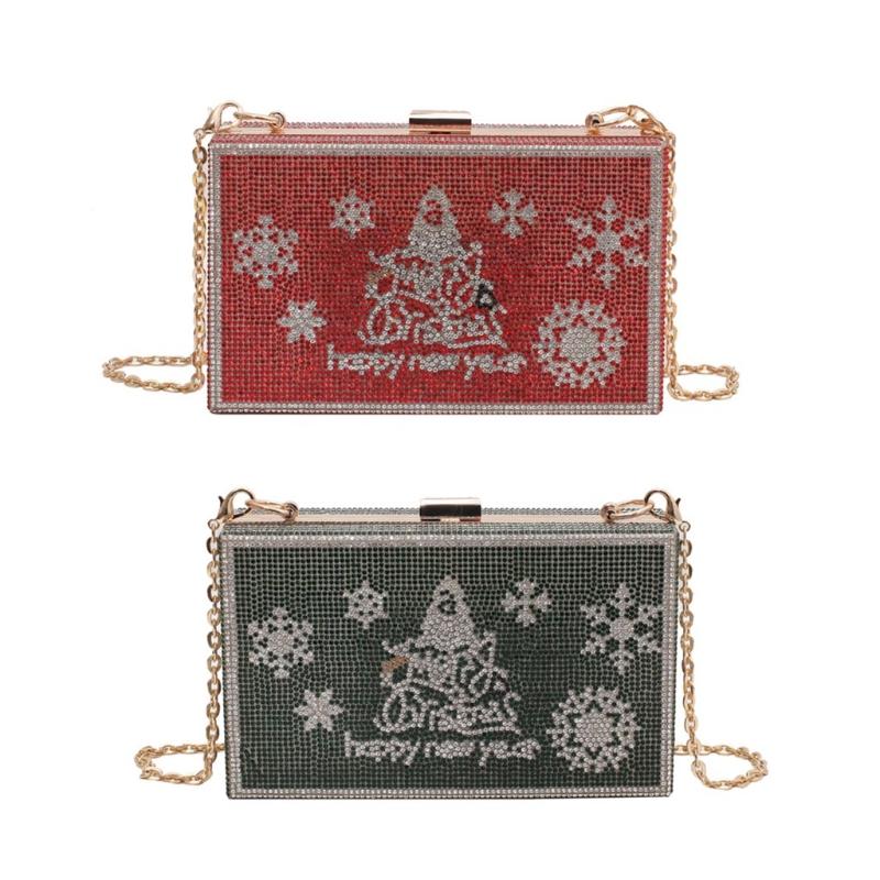 

Christmas Tree Clutch Purses for Women Evening Rhinestone Handbags Dinner Bag X5XA, Green