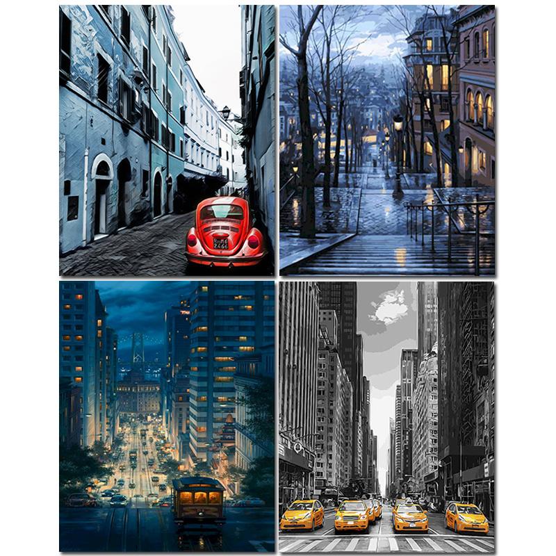 

Painting By Numbers City Landscape On Canvas With Frame For Drawing Adults Pictures Paint By Number Coloring Decor Art 40x50cm