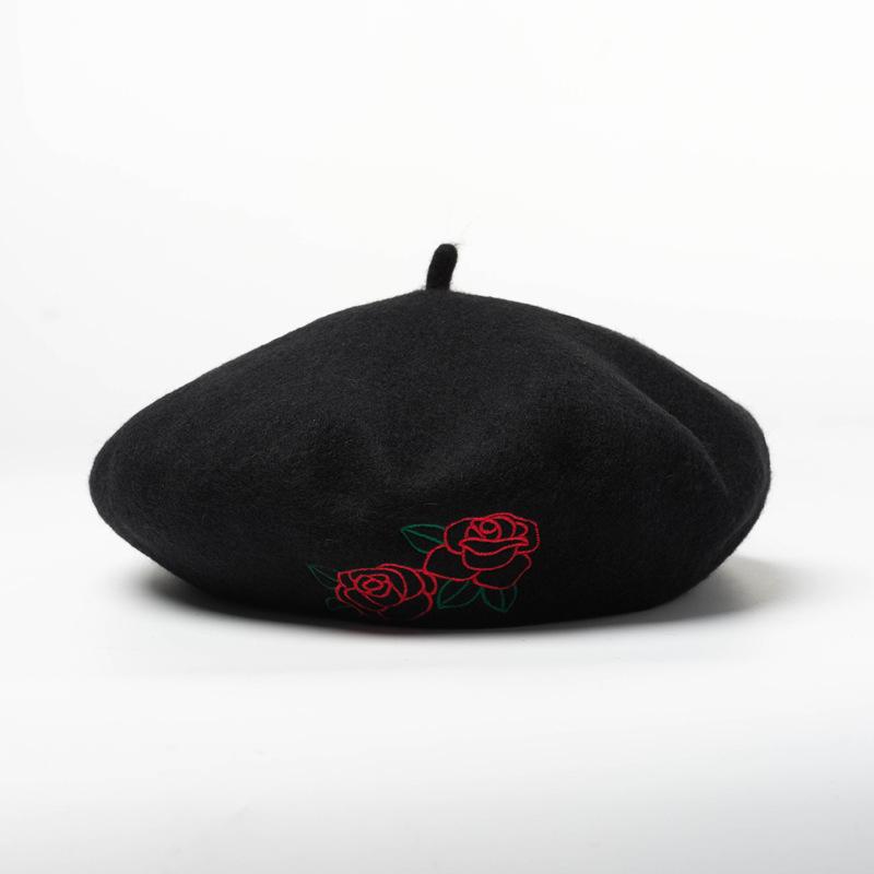 

Fashion Wool Cute Hot Unique Rose beret Christmas Beret DIY Originality Party Hat Gift for women, As picture