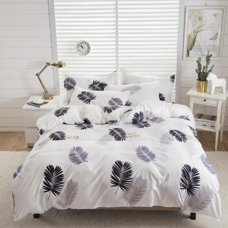 

Cartoon Floral Leaves 4pcs/ Set Bedding Set Polyester High Quality Flat Bed Sheet Comforter Cover Pillowcases Bed Cover for Home1, Design 3