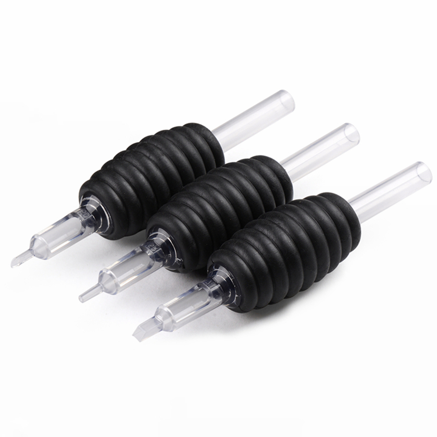 

1inch Black Tattoo Disposable Tubes Wholesale Cheap 25mm Soft Rubber Grips Premium Tattoo Tubes With Clear Tips 3000pcs 150boxes