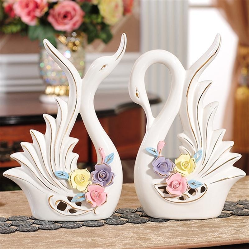 

Modern Ceramic Swan Figurine Home Furnishing Decoration Crafts Desktop Animal Sculptures LIvingroom Wedding Gift Ornaments Decor