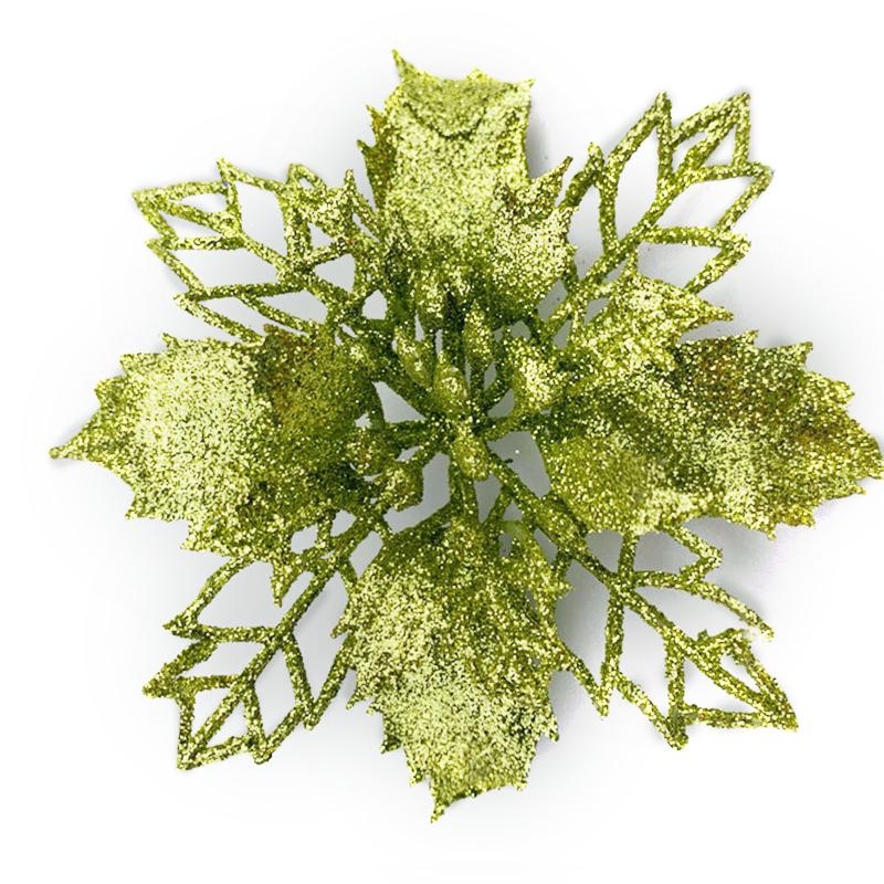 

10Pcs Christmas Large Poinsettia Glitter Tree Flower Hanging Party Xmas Decor Gift HFing