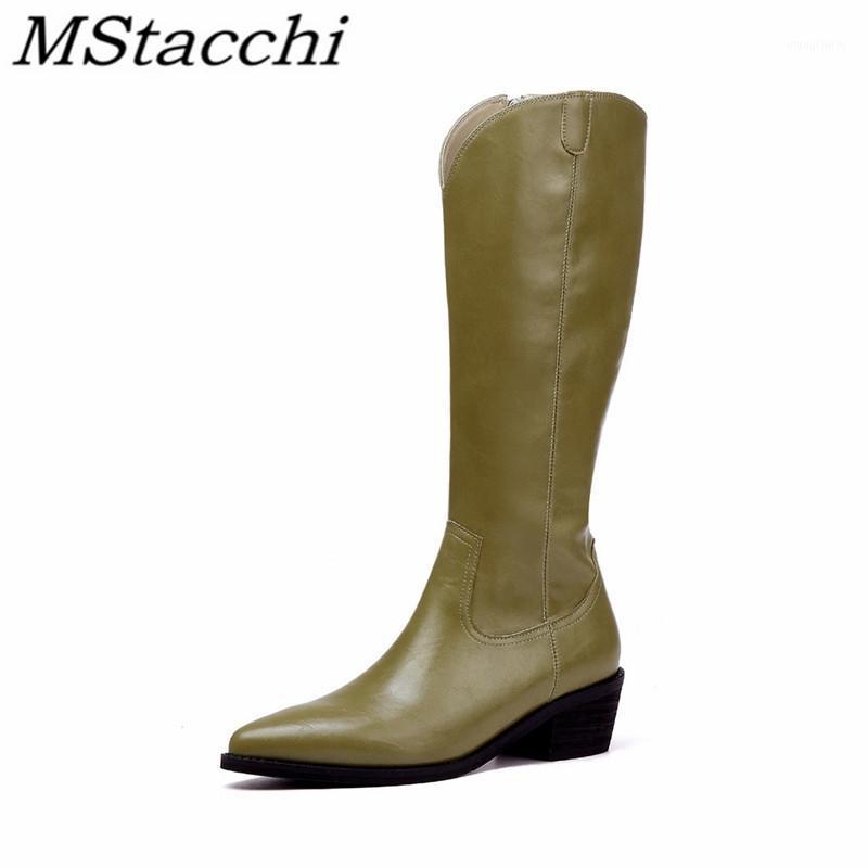 

Mstacchi Cow Leather Rubber Sole Pointed Platform Women Boots 2020 Solid Color Side Zipper Mature Ladies Shoes Zapatos De Mujer1, Black