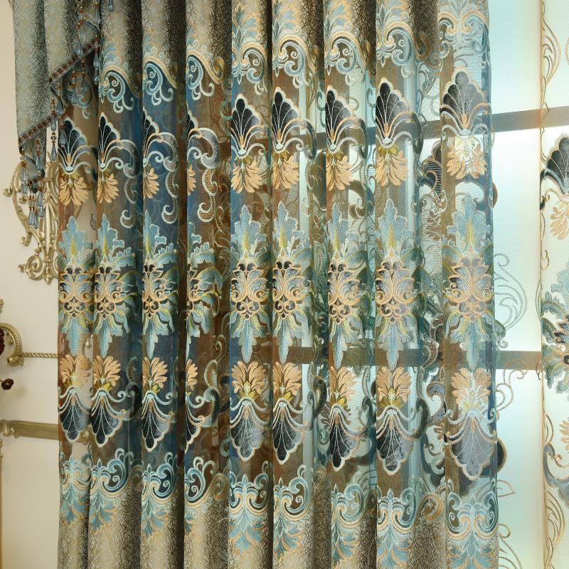 

New-style European-style Luxury Water-soluble Embroidery Shading Curtains for Living Dining Room Bedroom., Tulle