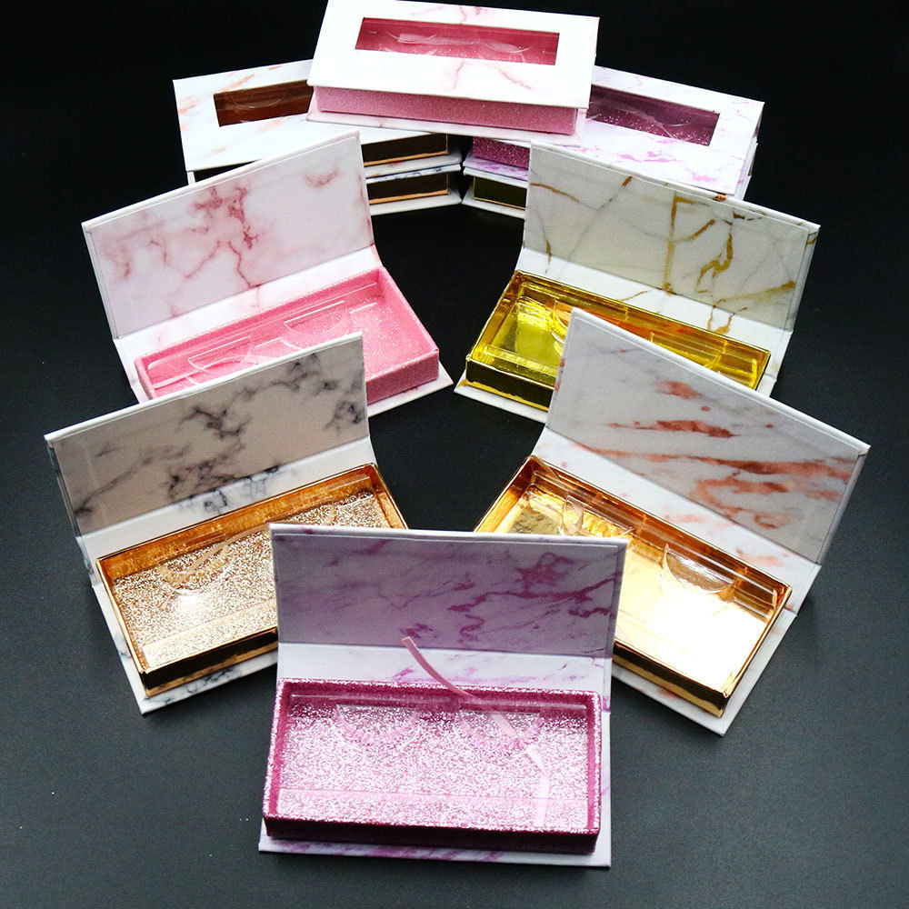 

3D Mink Eyelash Package Boxes False Eyelashes Marble Square Packaging Empty Eyelash Box Case Lashes Box Packaging