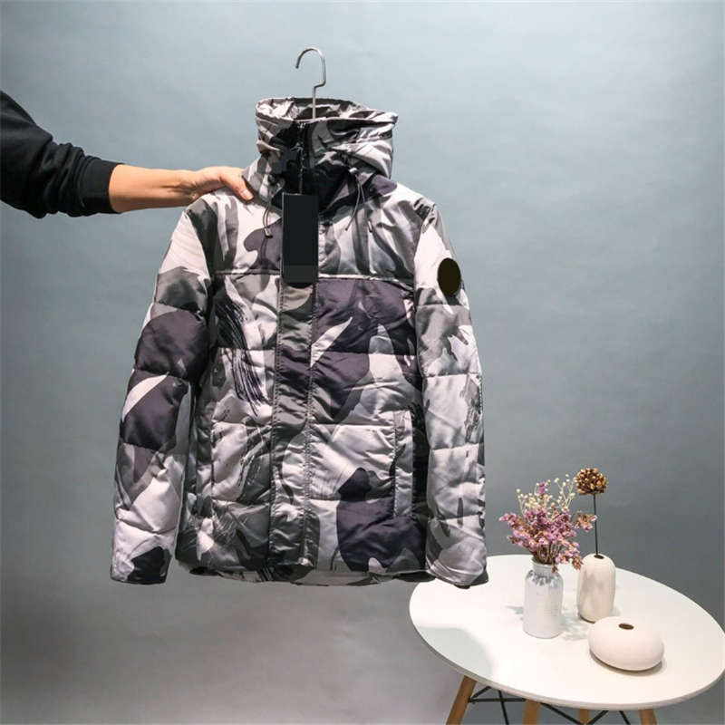 Winter Fashion Men's Outwear Black Label High Quality Goose Down Warm Camouflage Color Hood Warm Jacket Trend Outdoor Jacket Size M-4XL